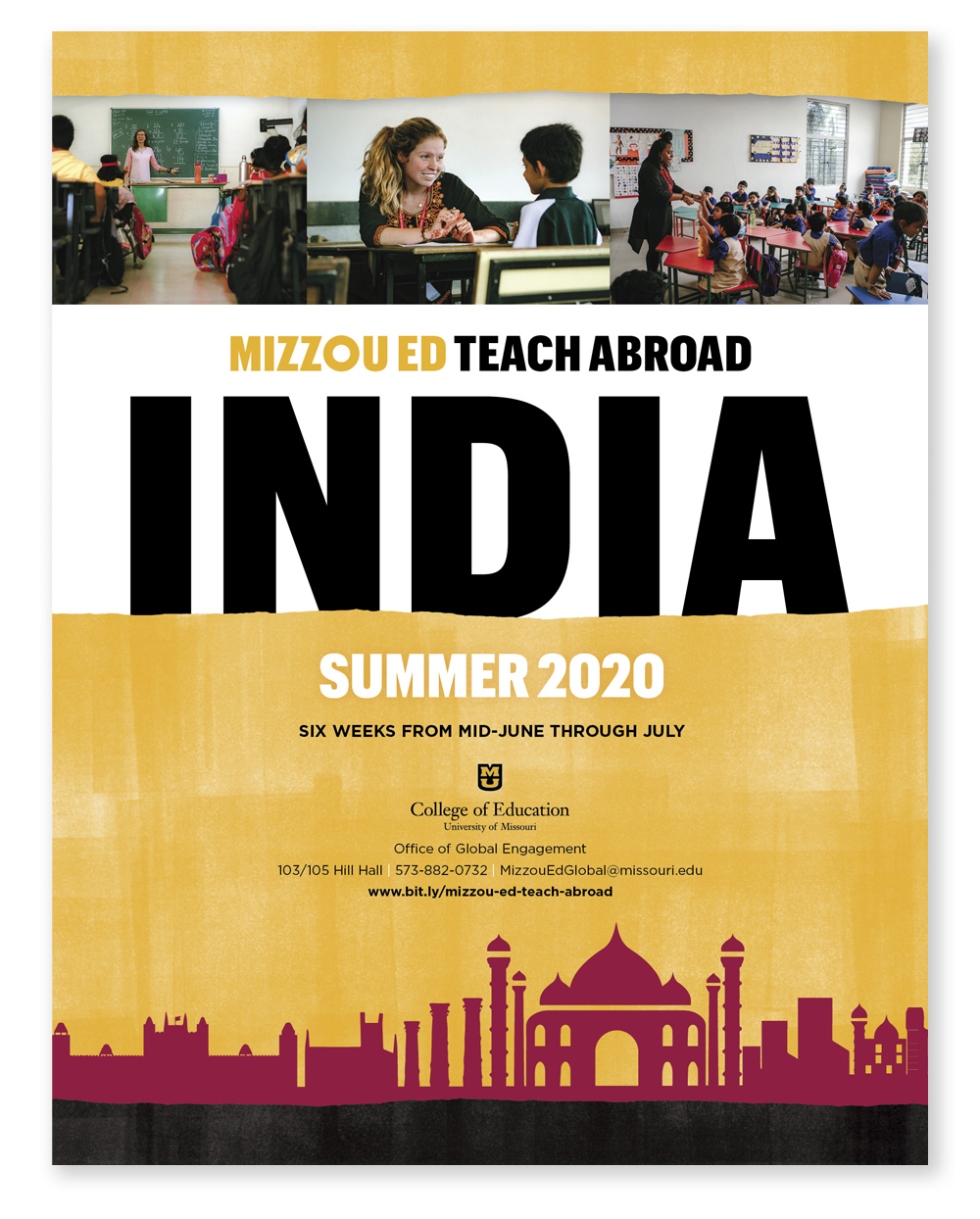 Teach Abroad India brochure cover, University of Missouri College of Education, Office of Global Engagement