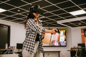 A student works with wafer production in VR