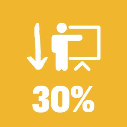 30% down arrow teaching icon