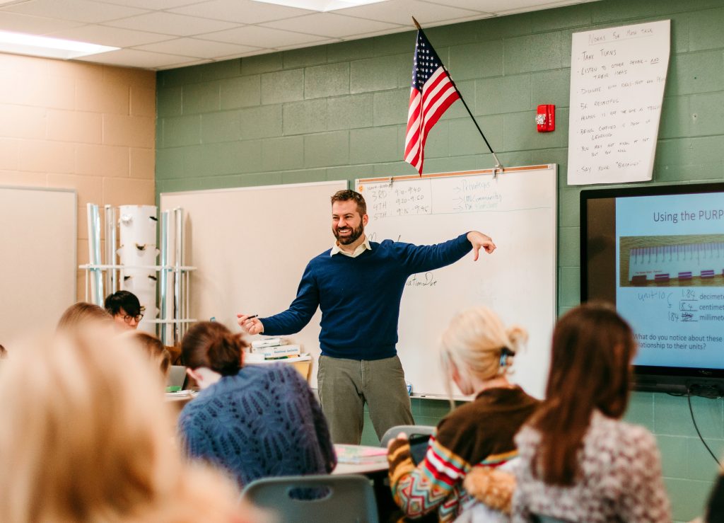 Teacher in front of class