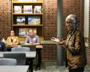 Dr. Sandra Gautt speaks to the cohort