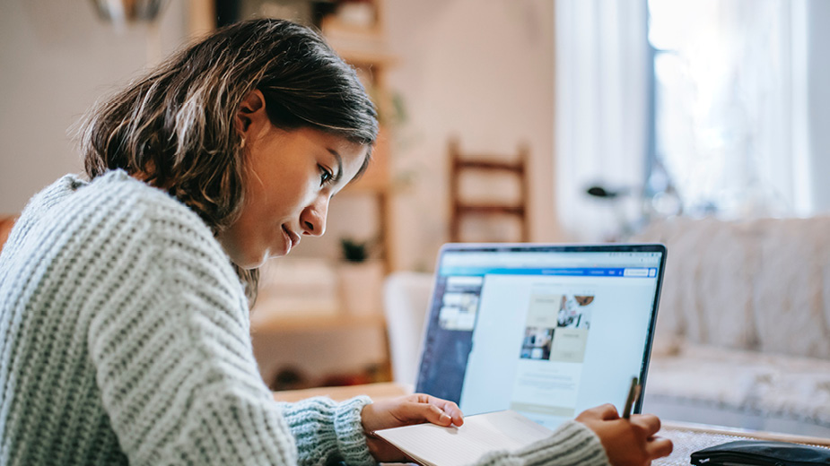 woman at a computer