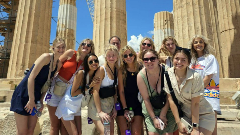 group of students posing while studying abroad