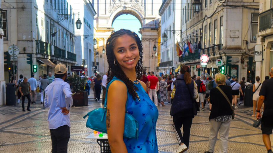 Student posing abroad