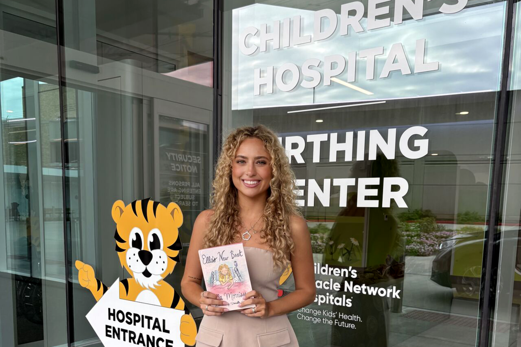 Ella Morrissey in front of Children's Hospital