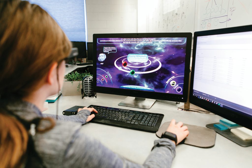 Adroit Gaming Lab, student playing Mission HydroSci