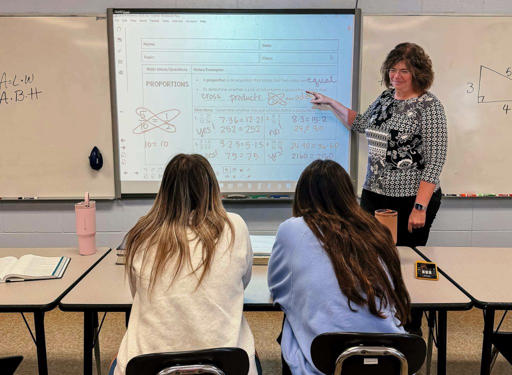 Melissa Hough instructs students in Pre-Algebra at Hallsville High School