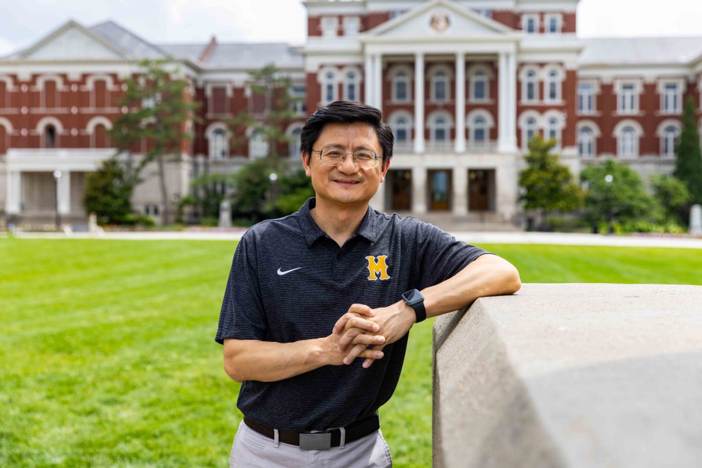 Dean Xie on the quad