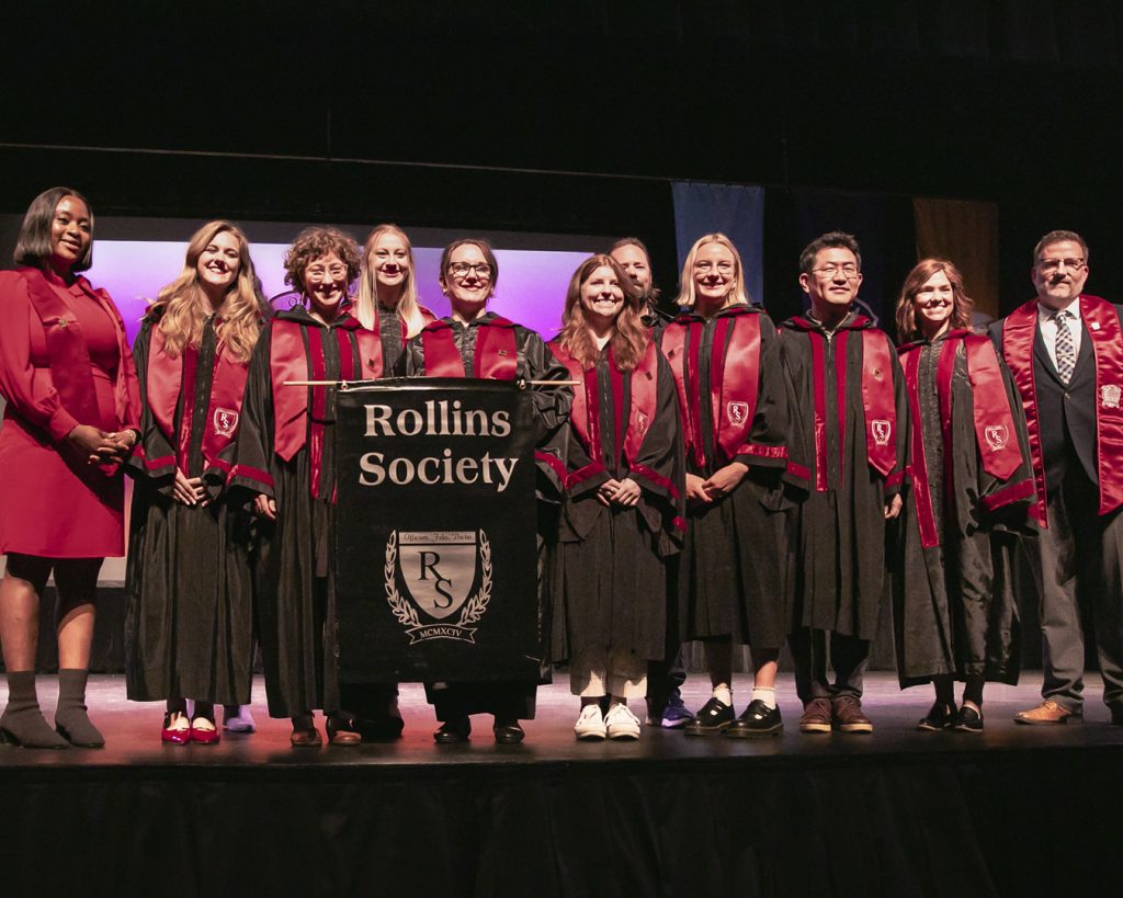 Ashlie Lester with the Rollins Society on Tap Day