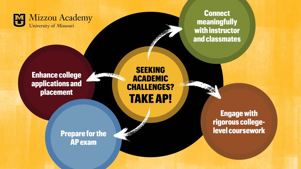 Seeking Academic Challenges? Take AP! Enhance college applications and placement Prepare for the AP exam Connect meaningfully with instructor and classmates Engage with rigorous college-level coursework